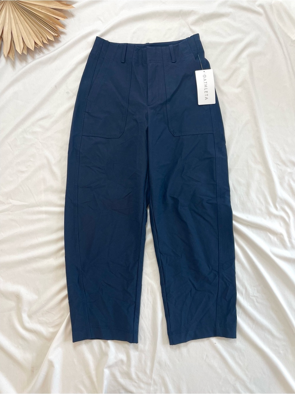 Athleta Skyline Utility Barrel Navy Blue Wide Leg Trousers Casual Pants Size 6